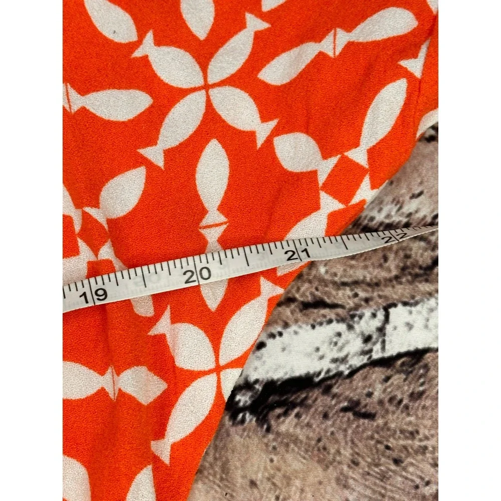 Boden Orange White Geometric Print Long Sleeve Blouson Dress US 4 WH902 - Picture 10 of 16